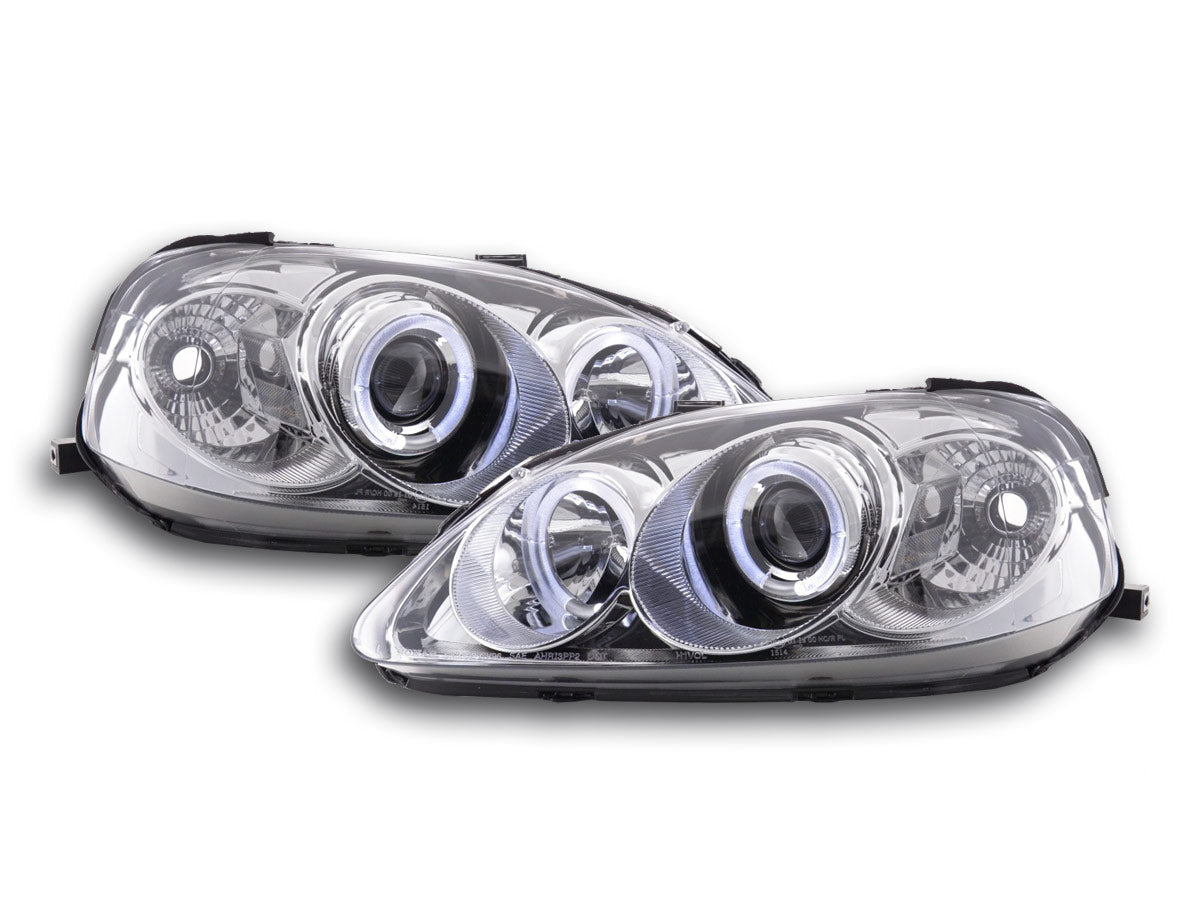 Headlight set Honda Civic Coupe/Civic 2/3/4 doors. 99-00 chrome