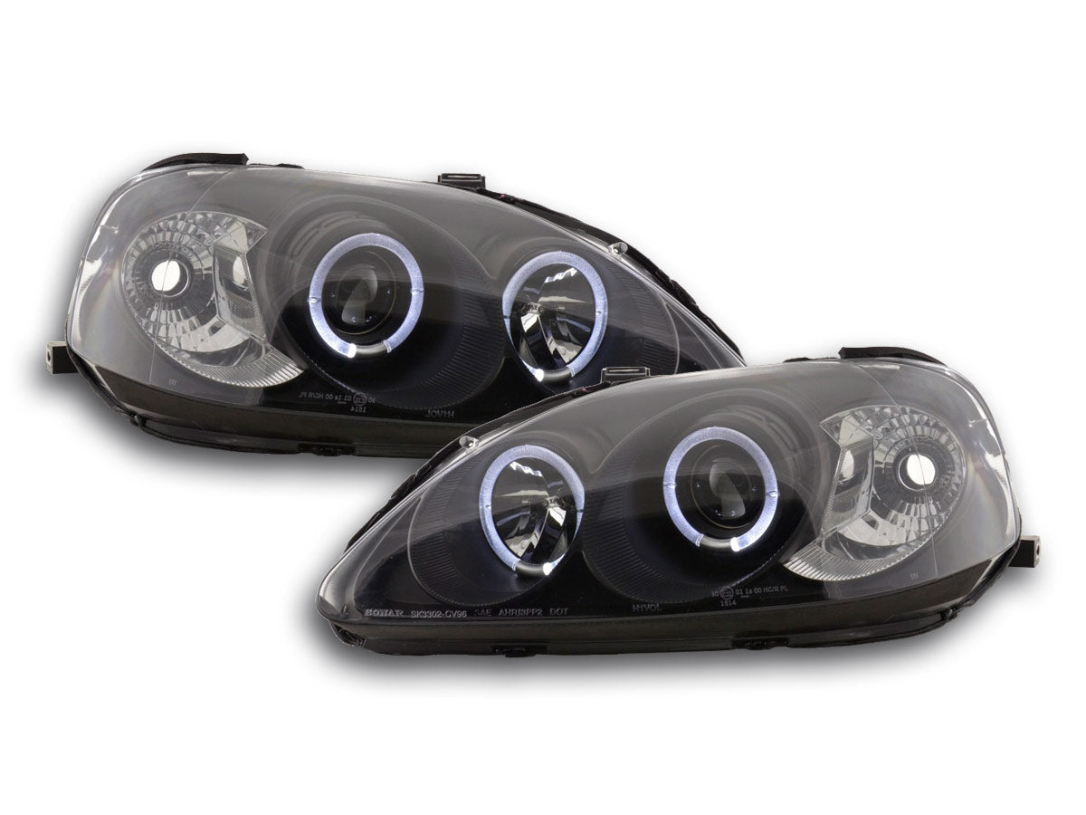 Headlight set Honda Civic Coupe/Civic 4-door 99-00 black