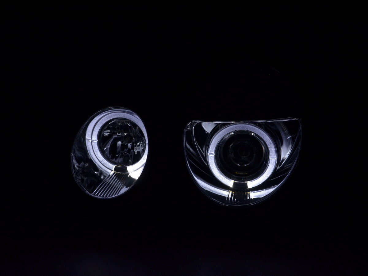 Headlight set Angel Eyes Mercedes E-Class type W210 99-01 chrome for right-hand drive