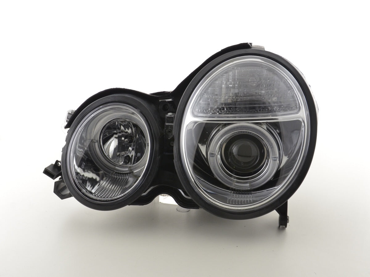 Headlight set Angel Eyes Mercedes E-Class type W210 99-01 chrome for right-hand drive