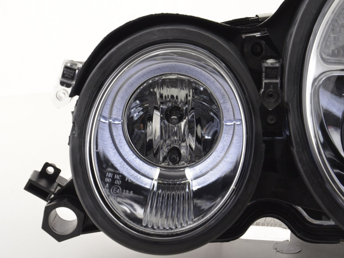 Headlight set Angel Eyes Mercedes E-Class type W210 99-01 chrome for right-hand drive