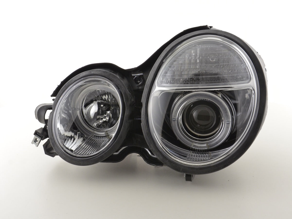 Headlight set Angel Eyes Mercedes E-Class type W210 99-01 chrome for right-hand drive
