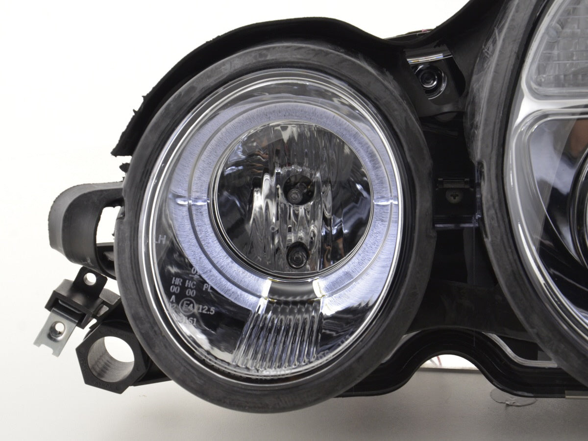 Headlight set Angel Eyes Mercedes E-Class type W210 99-01 chrome for right-hand drive