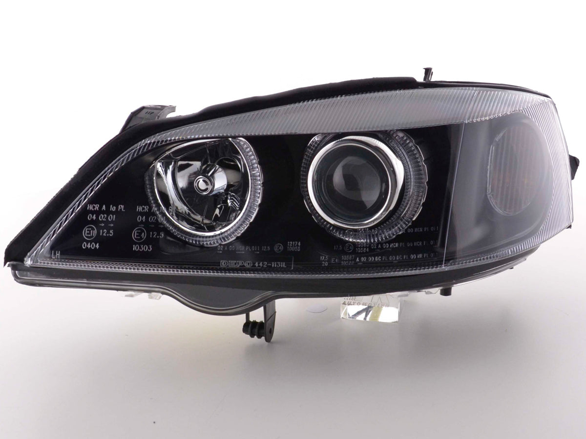 Headlight Set Angel Eyes Opel Astra G 98-03 black