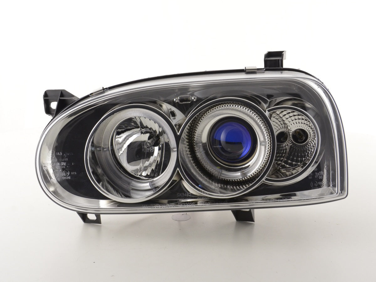 Headlight set VW Golf 3 type 1HXO 1 EXO 91-97 chrome