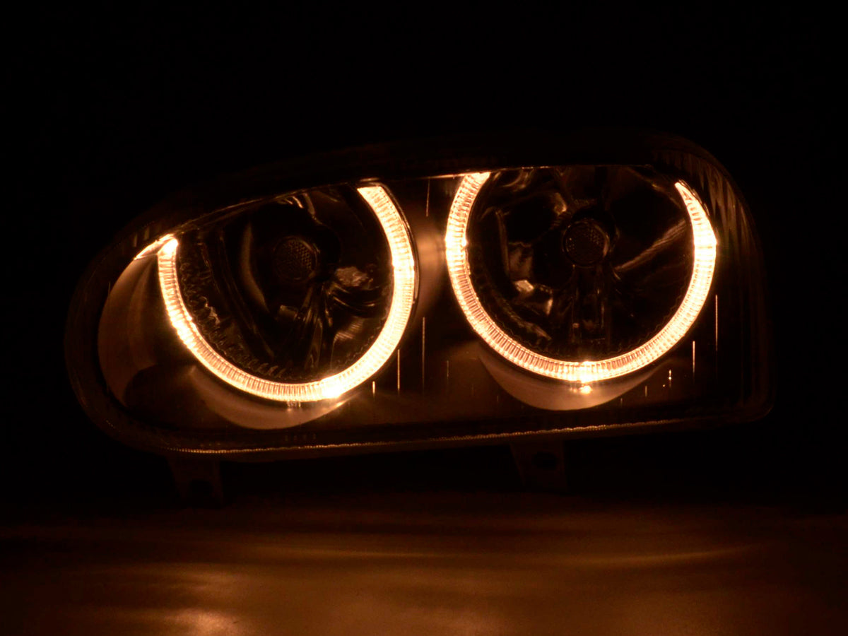 Headlight set Angel Eyes VW Golf 3 type 1HXO, 1 EXO 91-97 black