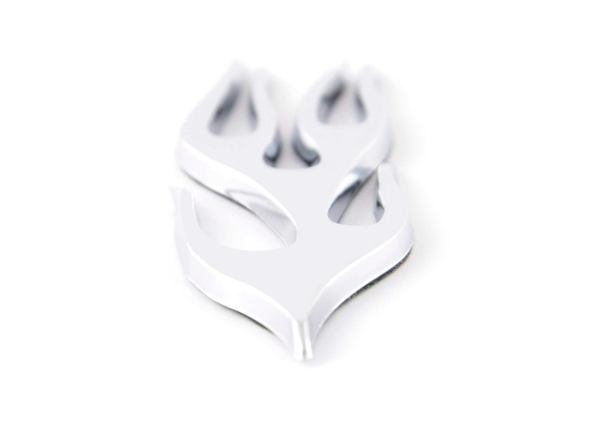 Sticker Chrome 3D Car Logo Motif Flame 115x45 mm chrome