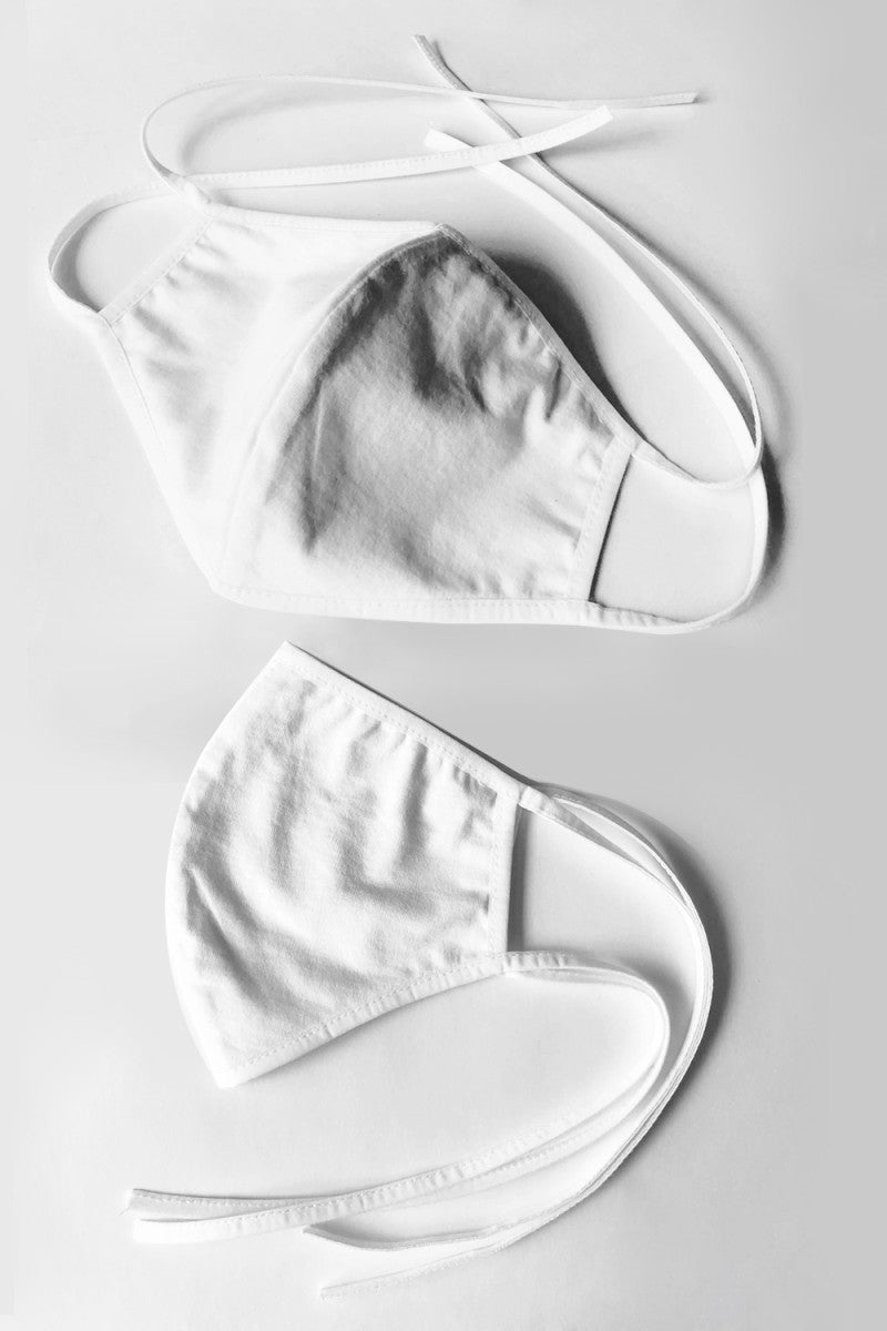 Cotton mask 2-ply to tie Cup Form white - STANDARD 100 by OEKO-TEX
