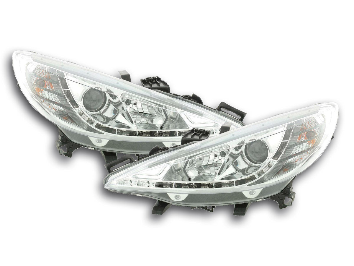 Headlight set Daylight LED DRL look Renault Megane 2 3/5-door 03-02/06 chrome