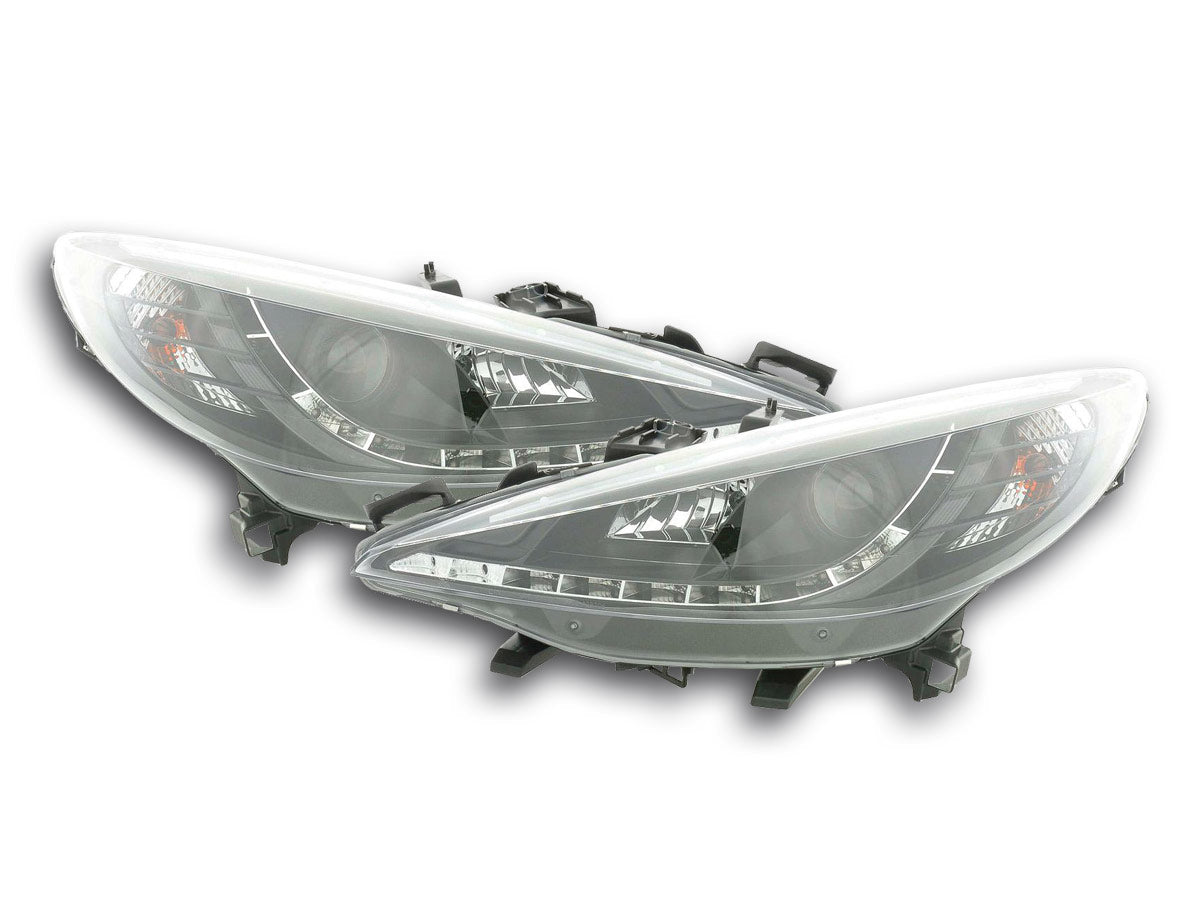 Headlight set Daylight LED DRL look Renault Megane 2 3/5-door 03-06 black