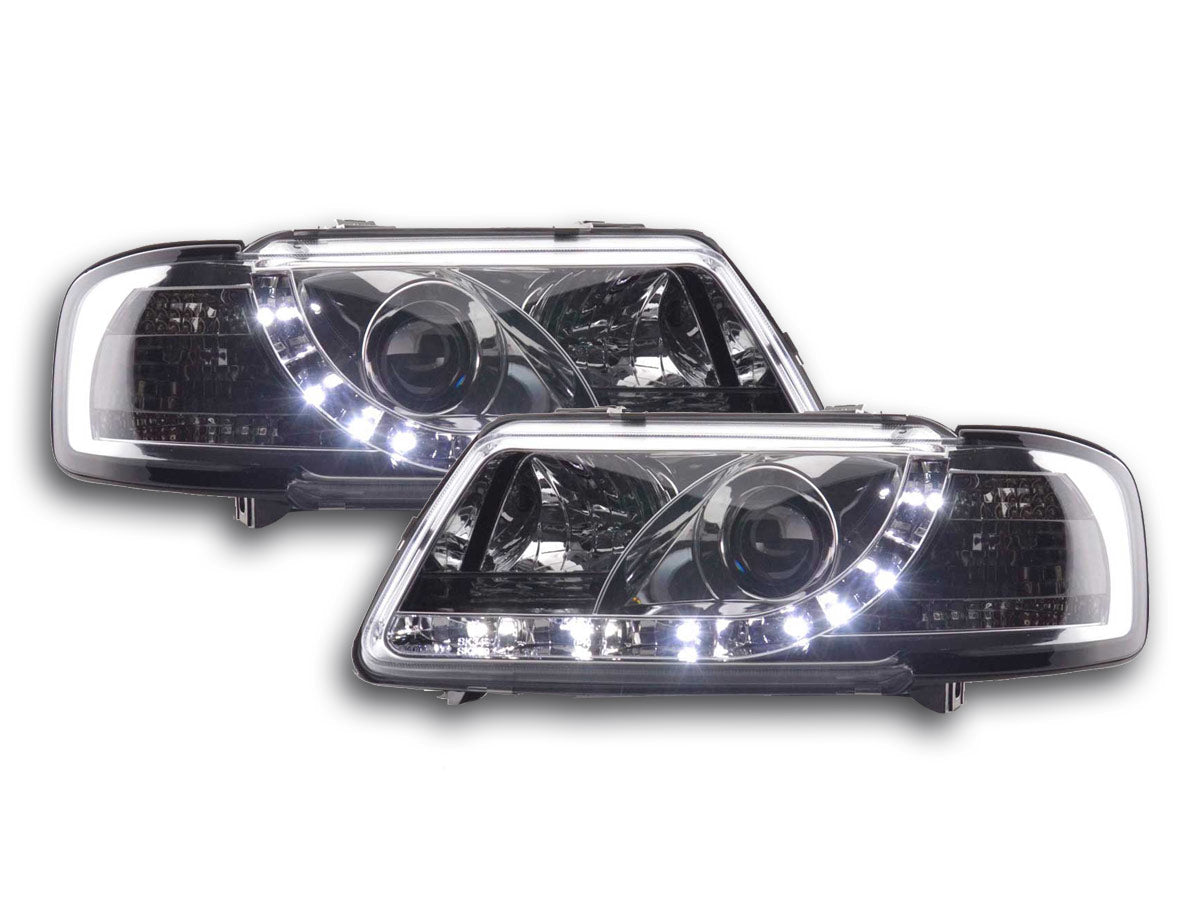 Headlight set Daylight LED DRL look Audi A3 Type 8P 03-07 chrome