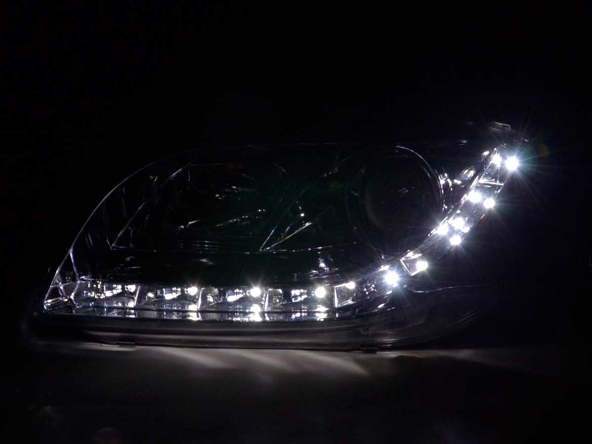 Scheinwerfer Set Daylight LED TFL-Optik Audi A4 Typ B5  95-99 chrom