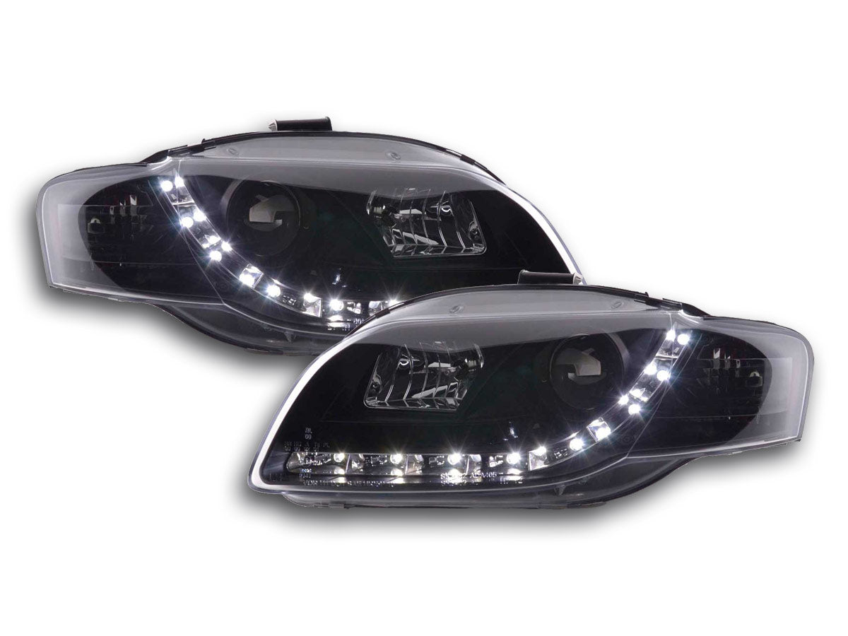 Headlight set Daylight LED DRL look Audi A4 Type B5 95-99 black