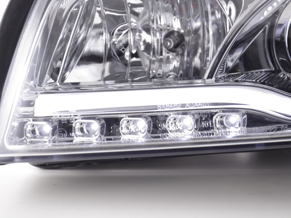 Headlight set Daylight LED DRL look Audi A4 Type 8E 01-04 chrome for right-hand drive