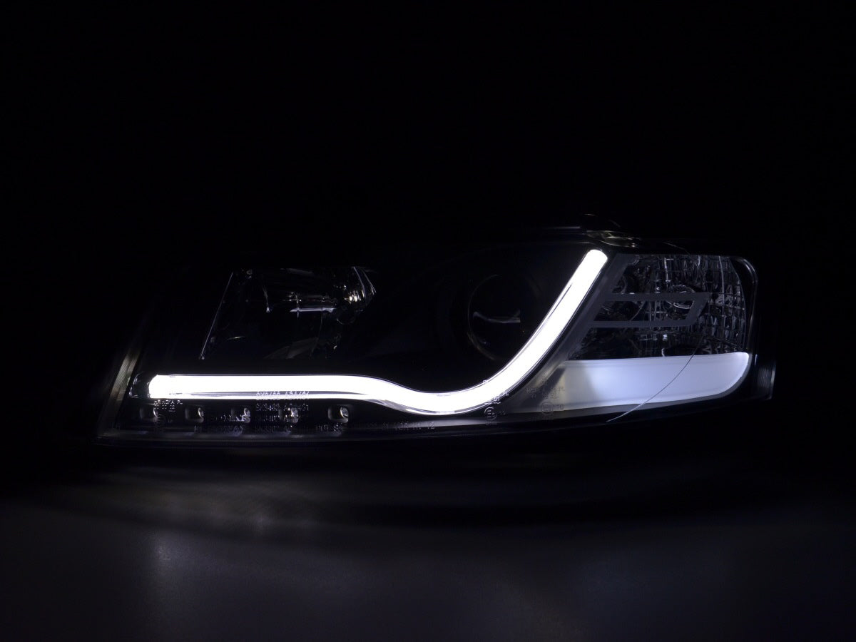 Scheinwerfer Set Daylight LED TFL-Optik Audi A4 Typ 8E  01-04 schwarz für Rechtslenker