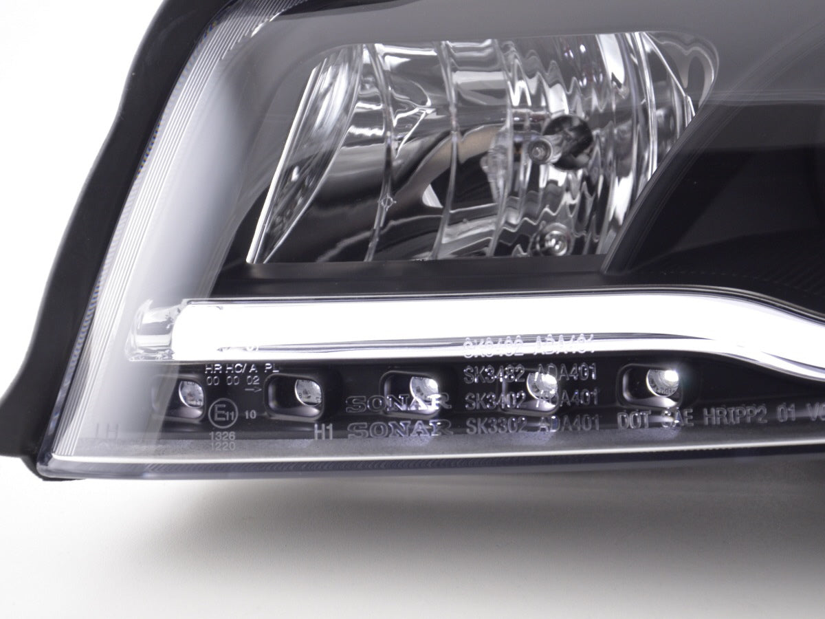 Scheinwerfer Set Daylight LED TFL-Optik Audi A4 Typ 8E  01-04 schwarz für Rechtslenker