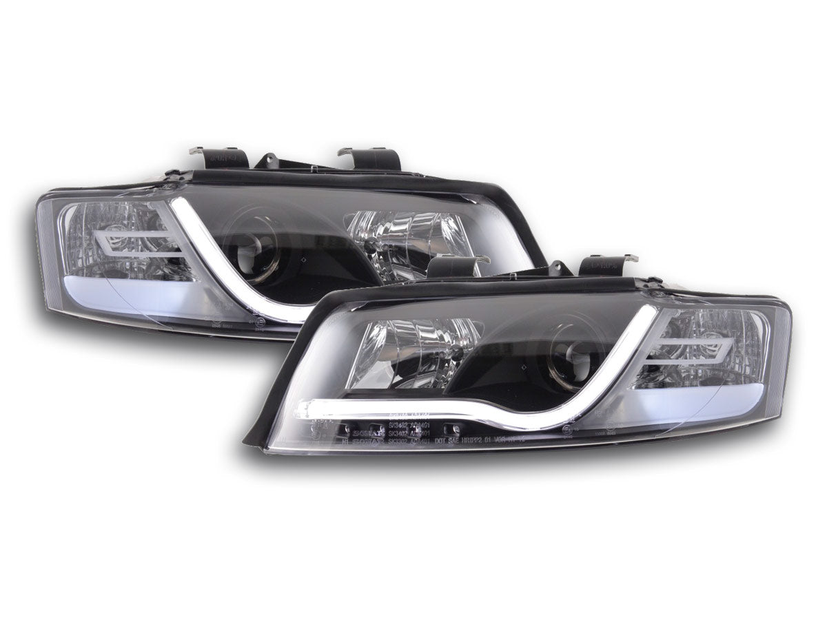 Headlight set Daylight LED DRL look Audi A4 Type 8E 01-04 black for right-hand drive