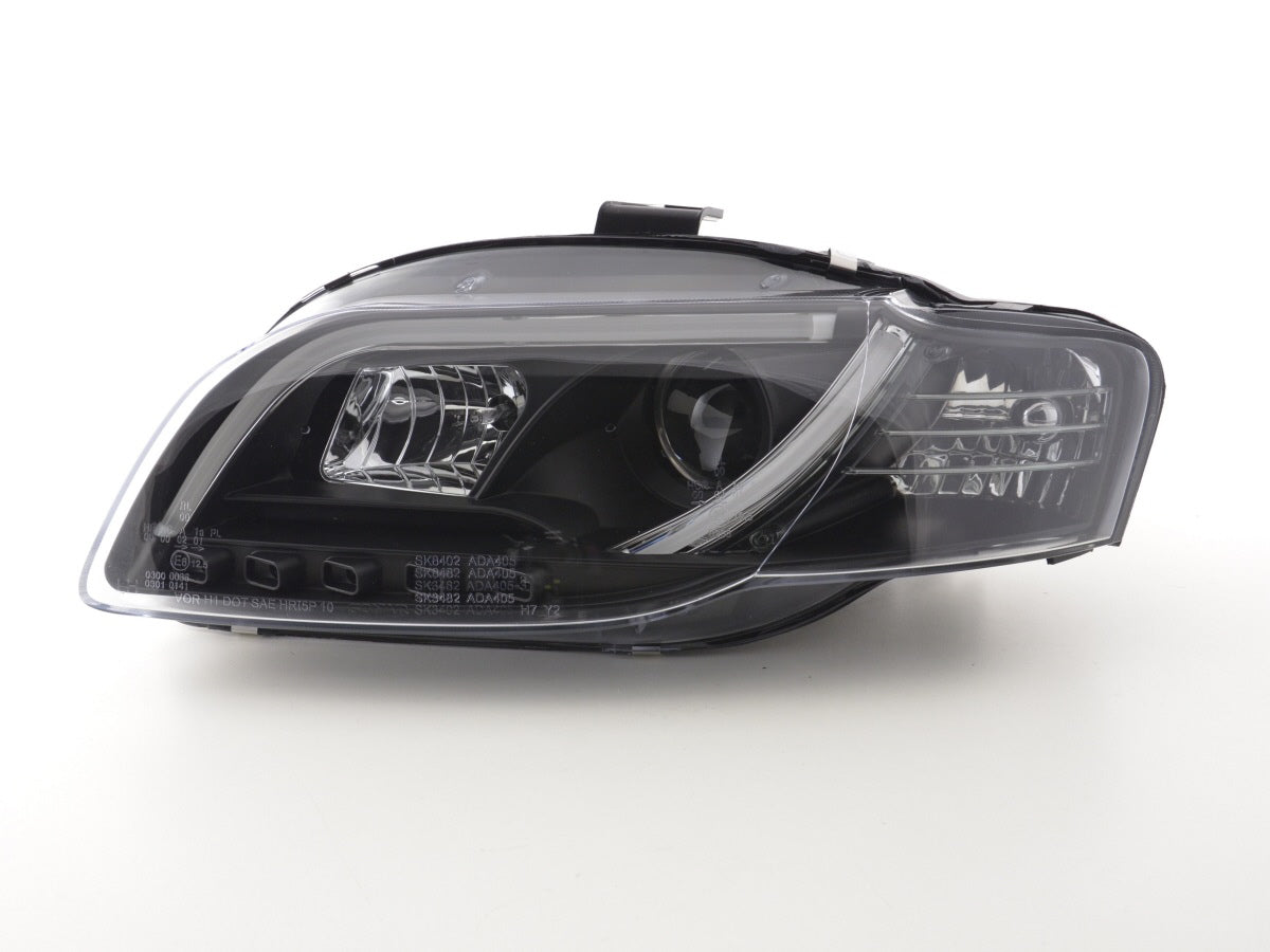 Headlight set Daylight LED DRL look Audi A4 Type 8E 04-08 black for right-hand drive