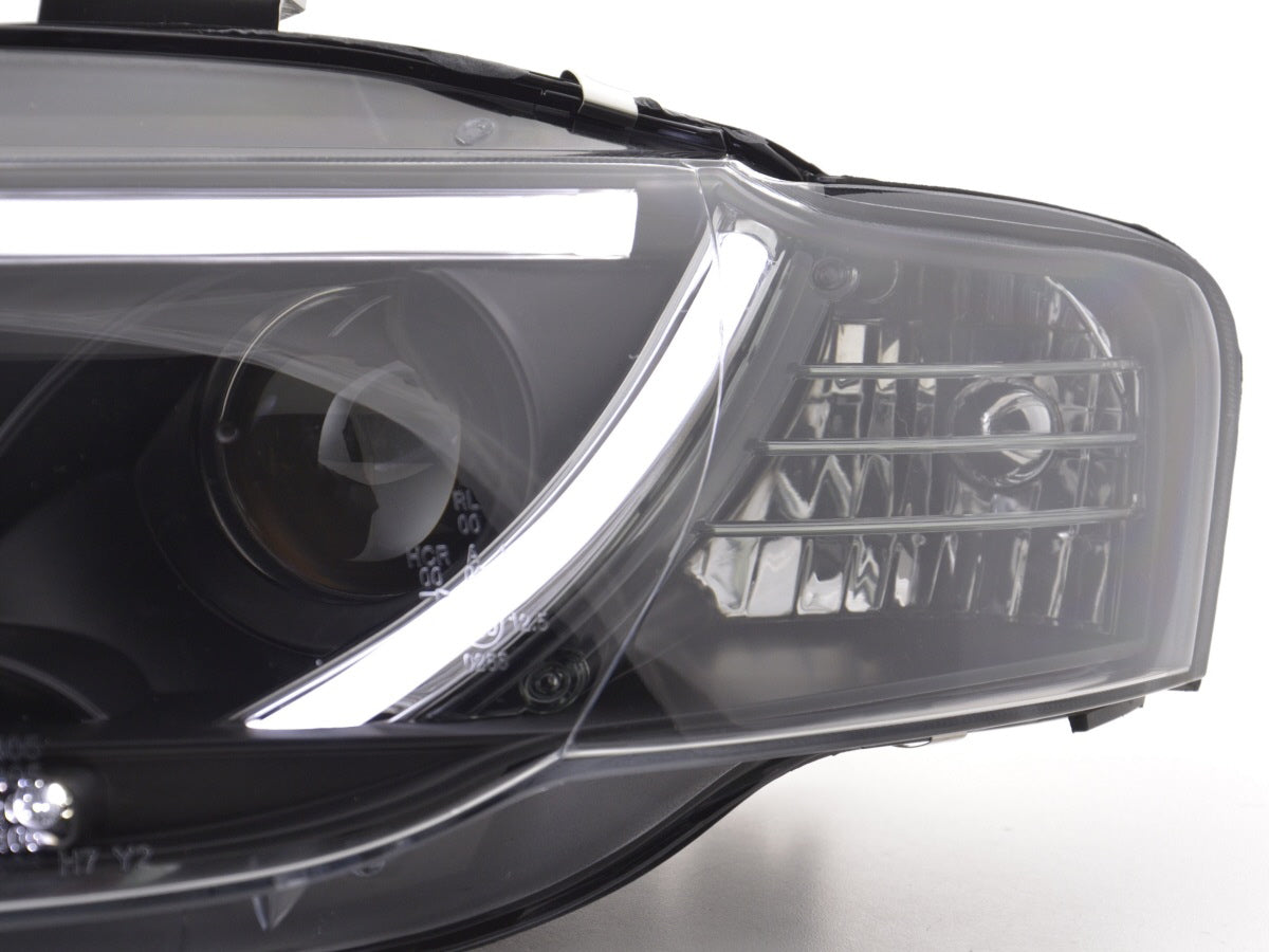 Headlight set Daylight LED DRL look Audi A4 Type 8E 04-08 black for right-hand drive