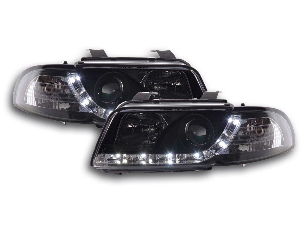 Headlight set Daylight LED DRL look Audi A6 Type 4B 01-04 chrome