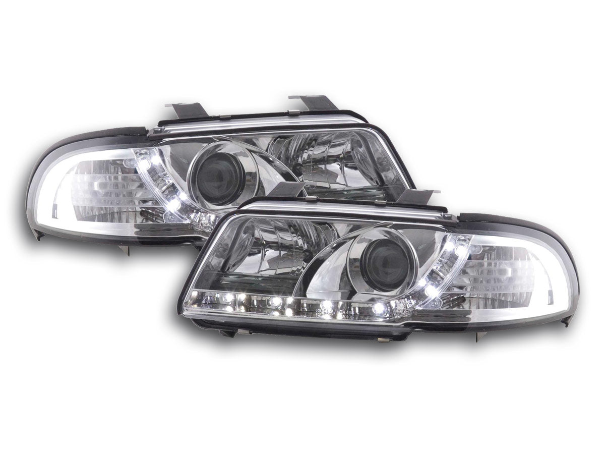 Headlight set Daylight LED DRL look Audi A6 Type 4B 01-04 black