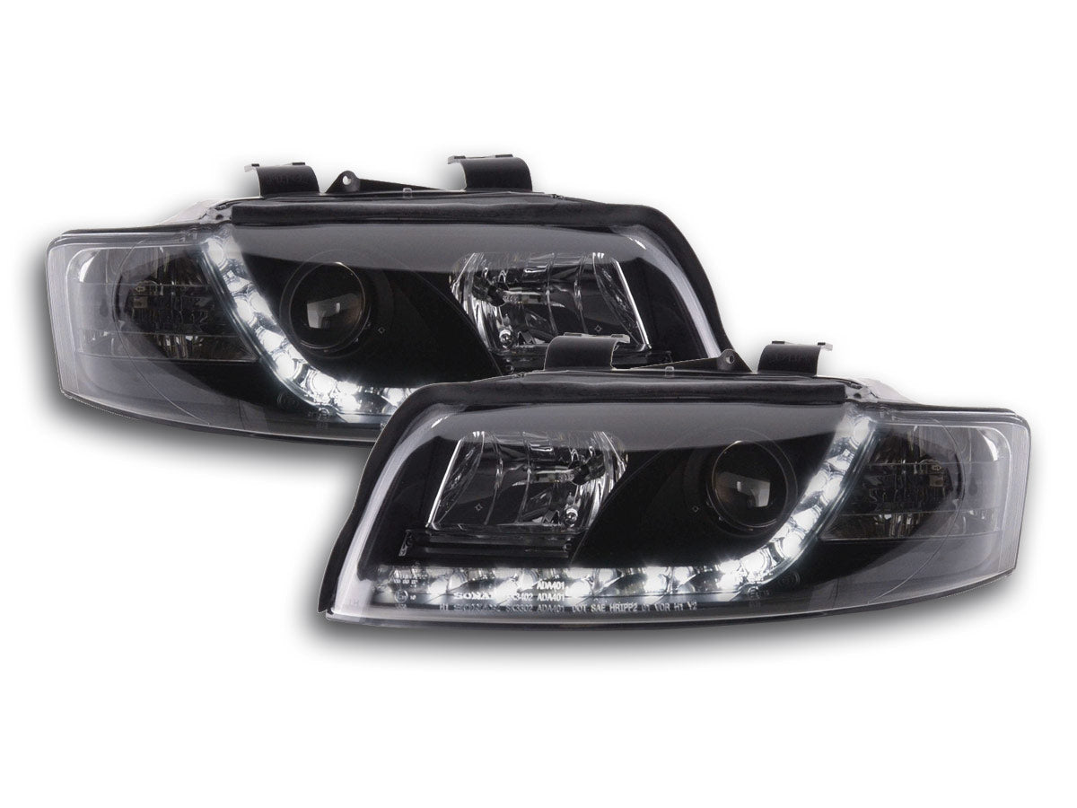 Headlight set Daylight LED DRL look Audi A4 Type 8E 01-04 black