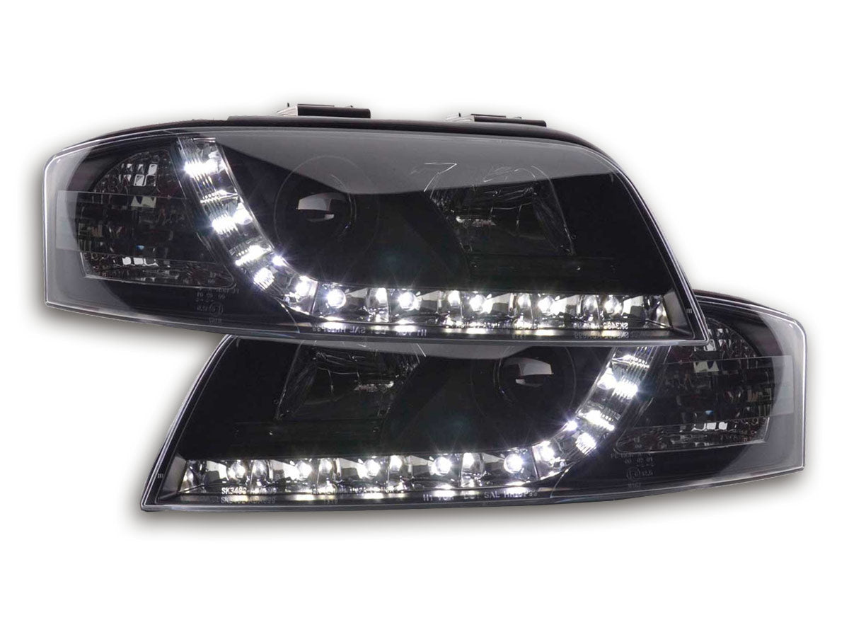 Headlight set Daylight LED DRL look Audi A6 Type 4B 97-01 black