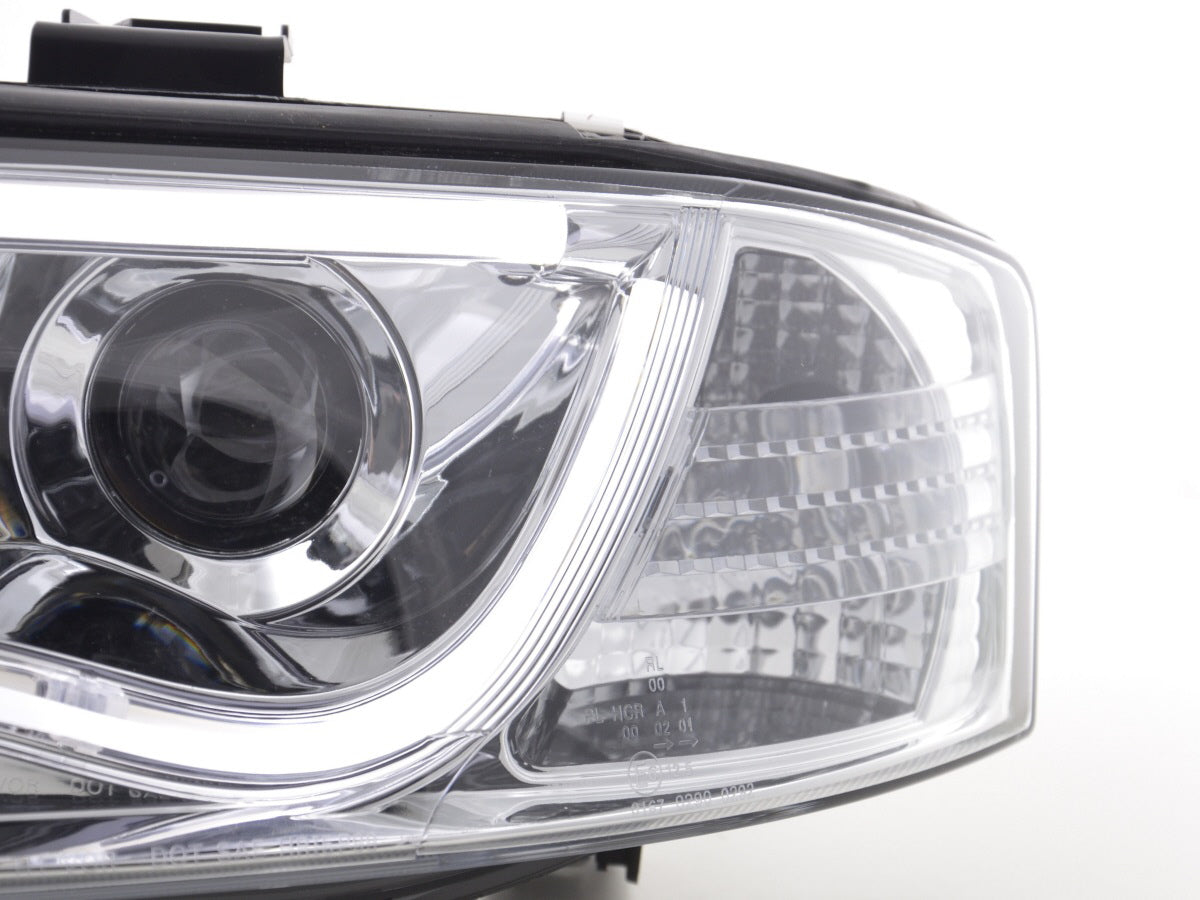 Headlight set Daylight LED DRL look Audi A6 Type 4B 01-04 chrome for right-hand drive