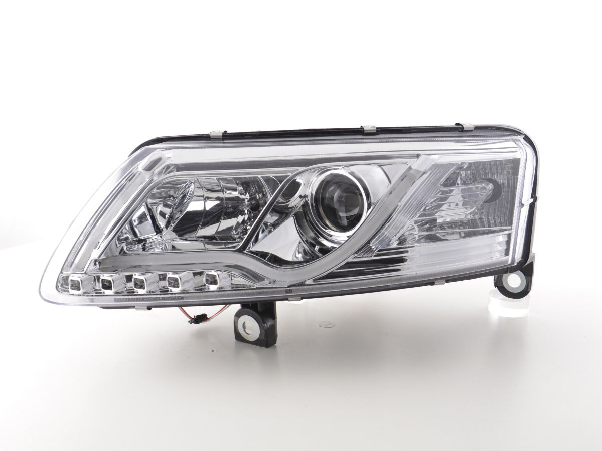 Headlight set Daylight LED DRL look Audi A6 Type 4F 04-08 chrome for right-hand drive