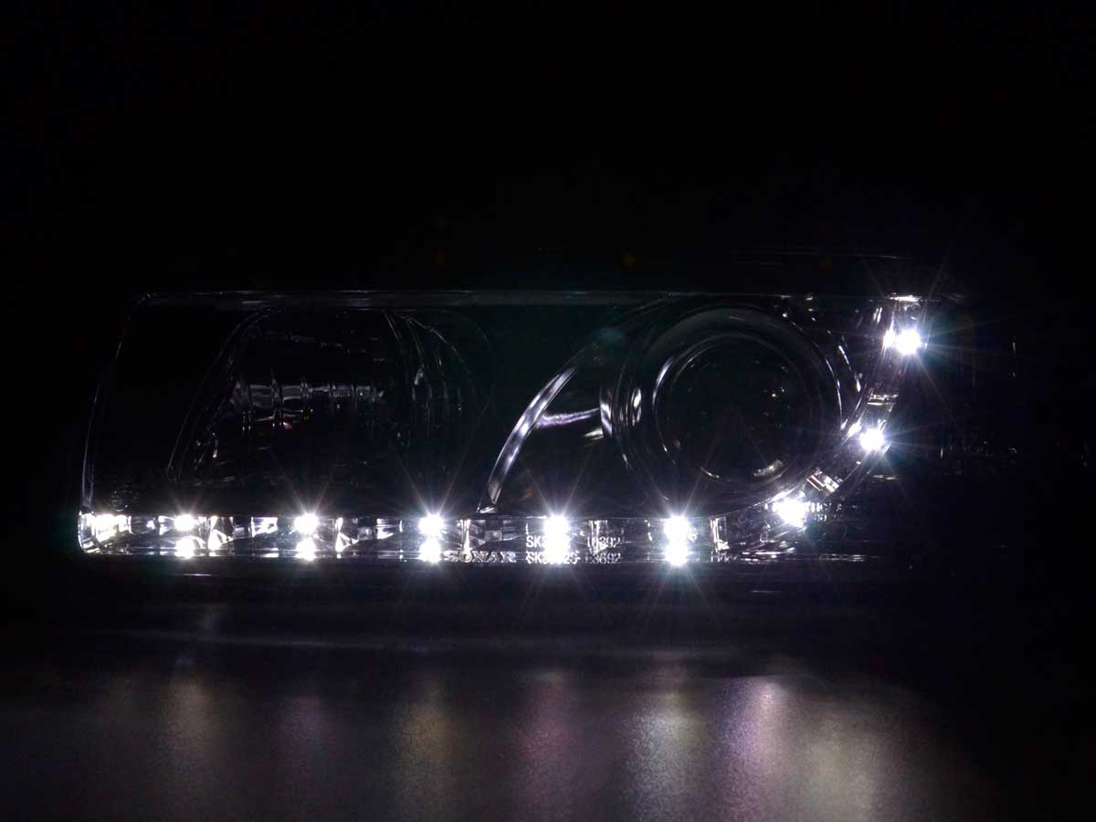 Headlight set Daylight LED DRL look BMW 3 Series Limousine Type E36 92-98 chrome