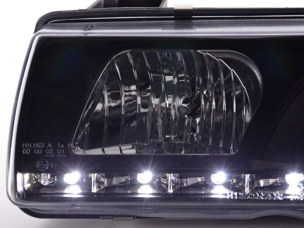 Scheinwerfer Set Daylight LED TFL-Optik BMW 3er Coupe, Cabrio Typ E36  92-98 schwarz