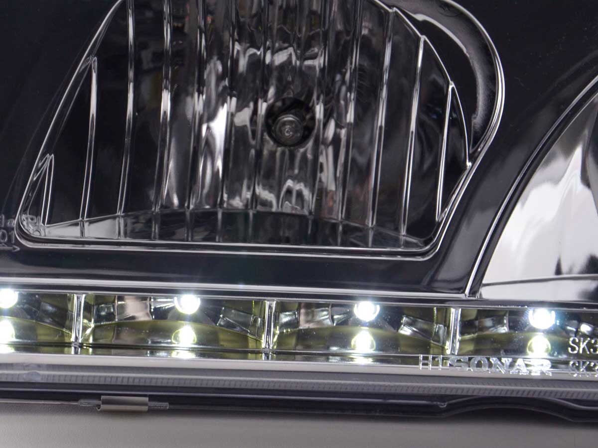 Headlight set Daylight LED DRL look BMW 3 Series Limousine Type E36 92-98 chrome