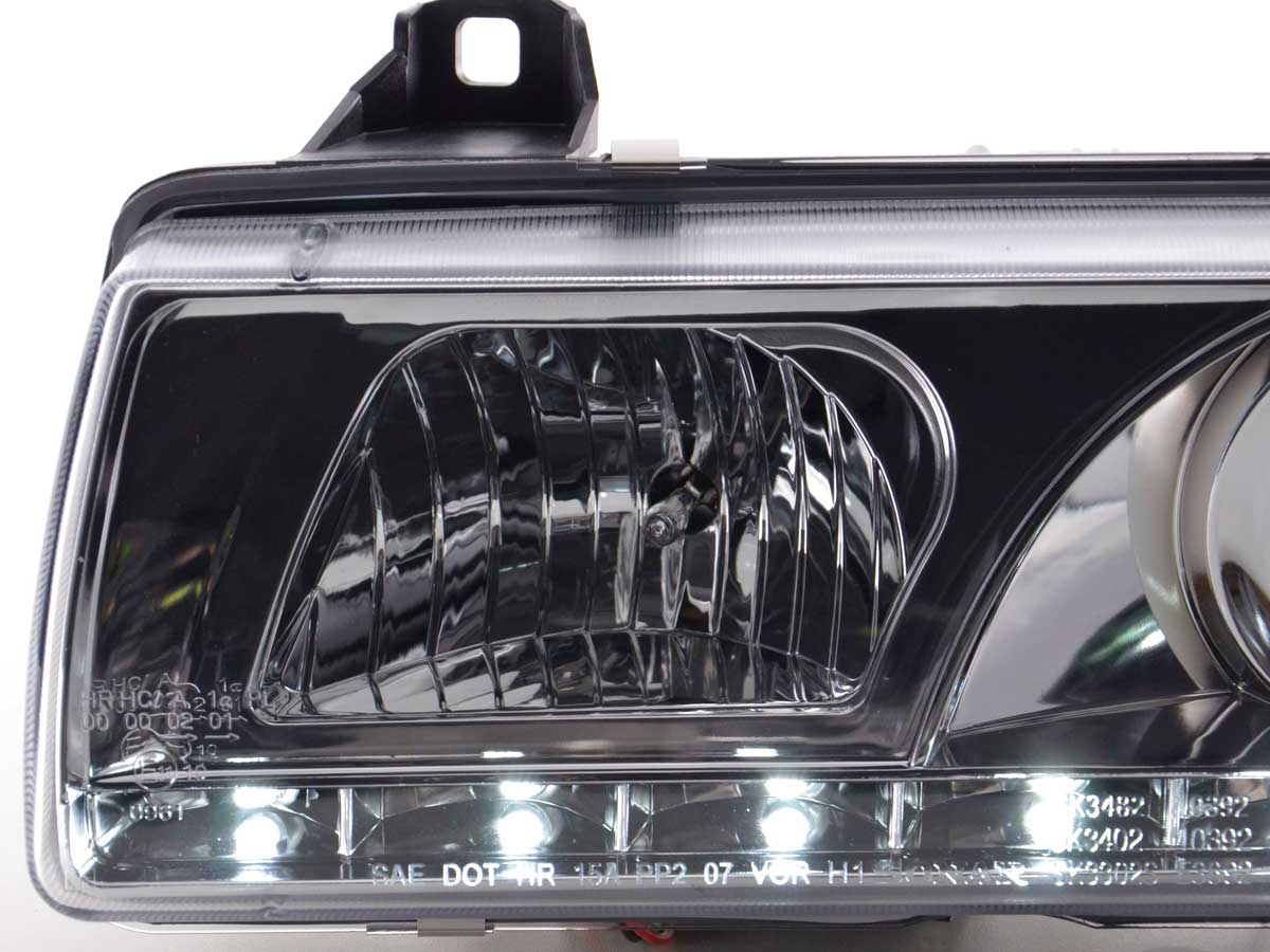 Scheinwerfer Set Daylight LED Tagfahrlicht BMW 3er E36 Limo/Touring chrom für Rechtslenker