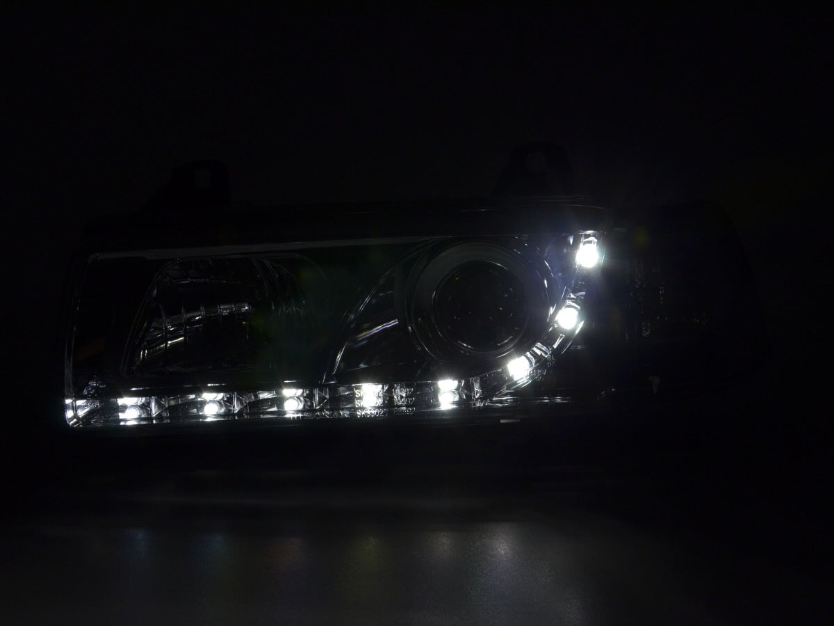 Scheinwerfer Set Daylight LED Tagfahrlicht BMW 3er E36 Limousine  92-98 chrom