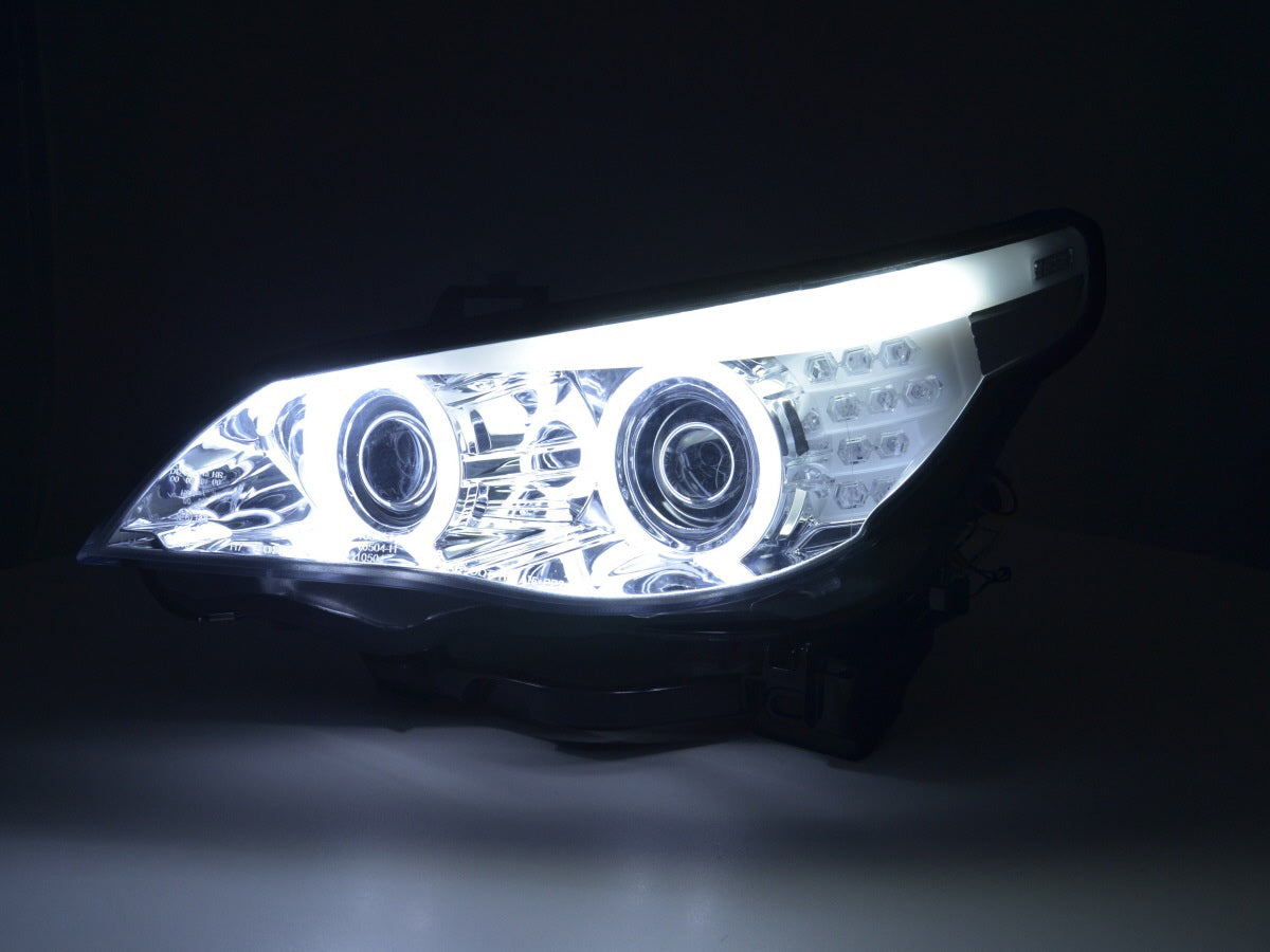 Headlight set Xenon Angel Eyes CCFL BMW 5 Series E60/E61 05-08 chrome