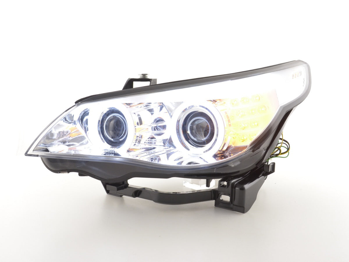 Scheinwerfer Set Xenon Angel Eyes CCFL BMW 5er E60/E61  03-04 chrom für Rechtslenker