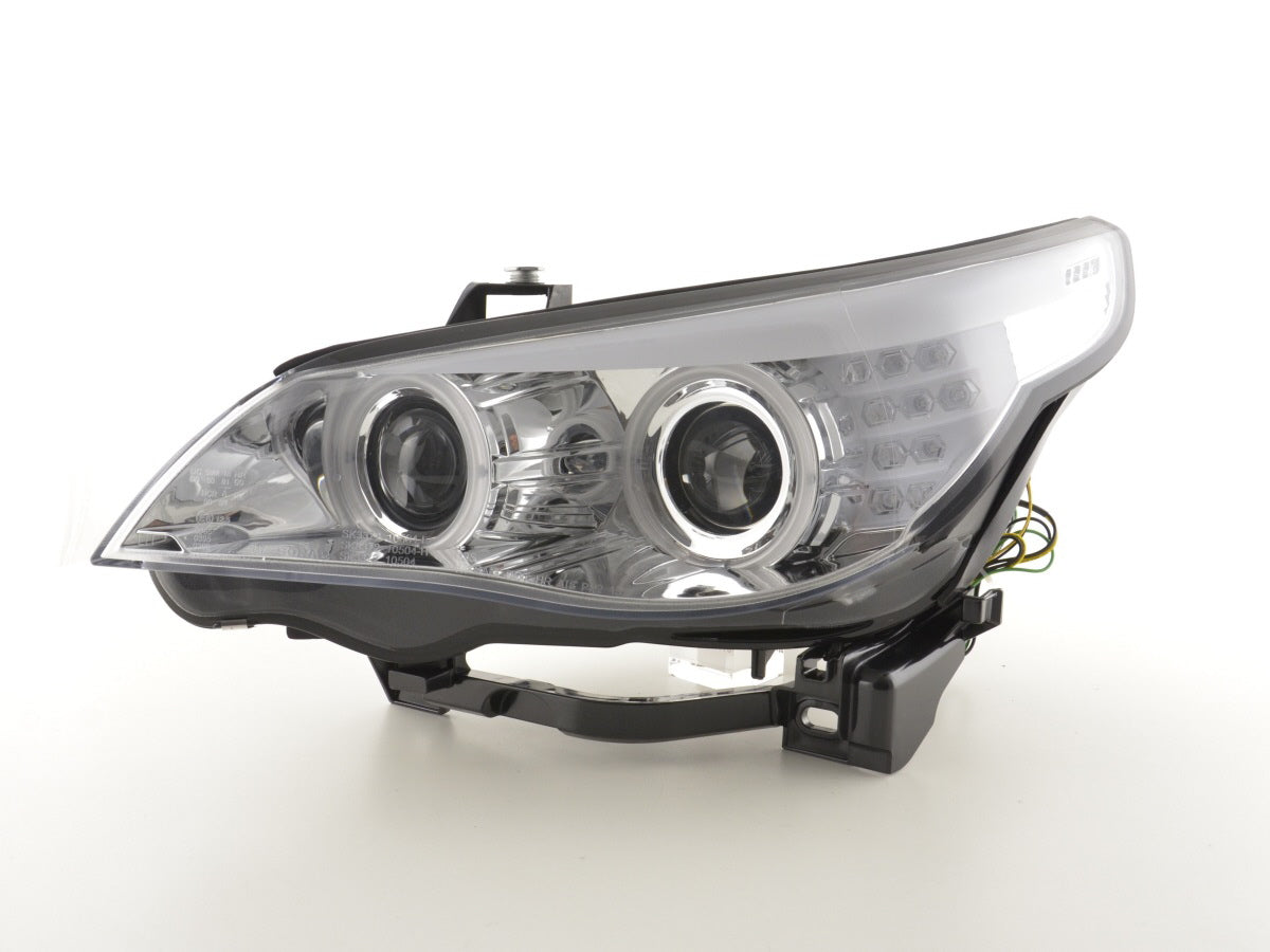 Scheinwerfer Set Xenon Angel Eyes CCFL BMW 5er E60/E61  03-04 chrom für Rechtslenker