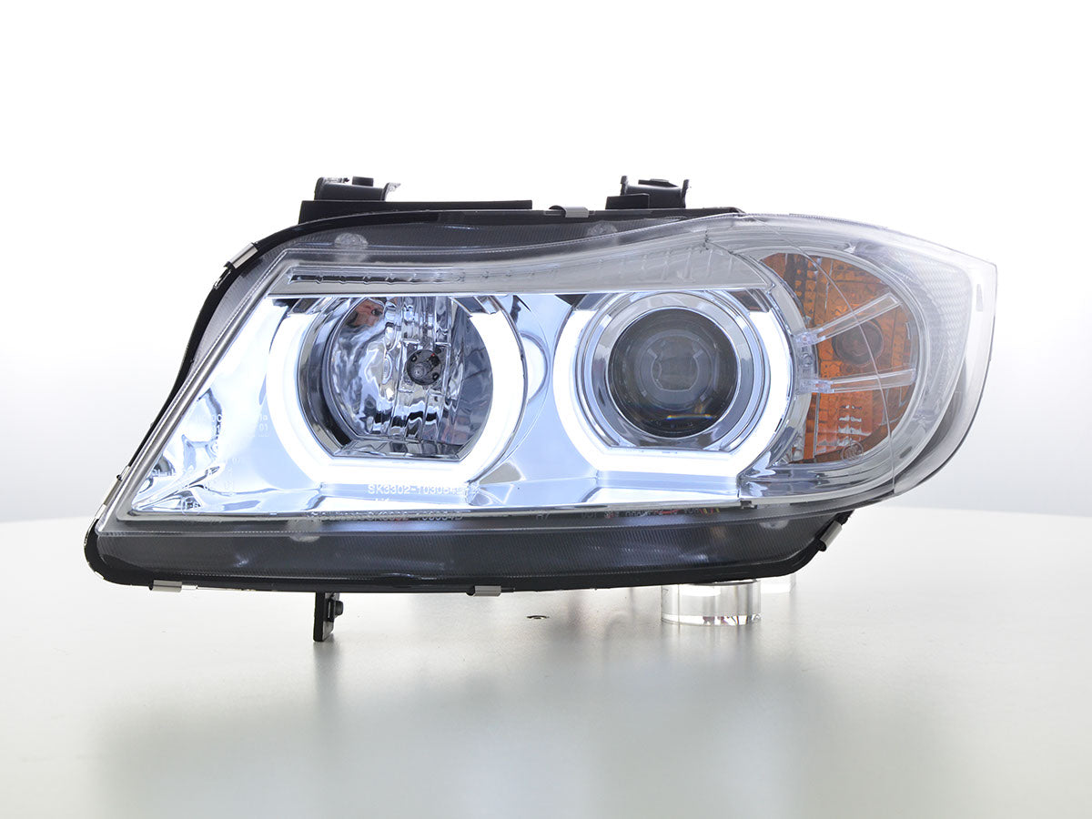 Headlight set xenon daylight LED TFL look BMW 3 Series E90/E91 05-08 chrome