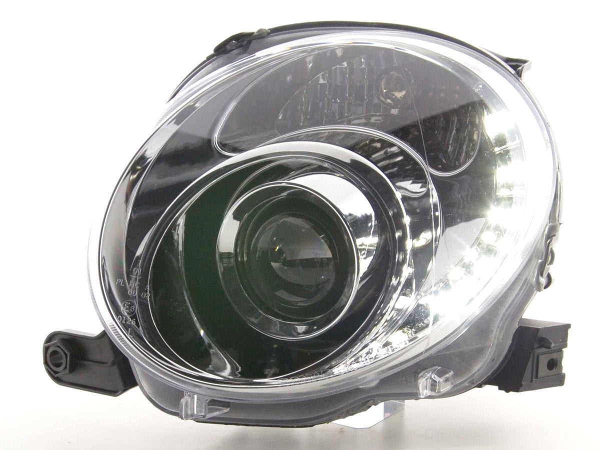 Headlight set Daylight LED DRL look Fiat Grande Punto Type 199 05-08 chrome