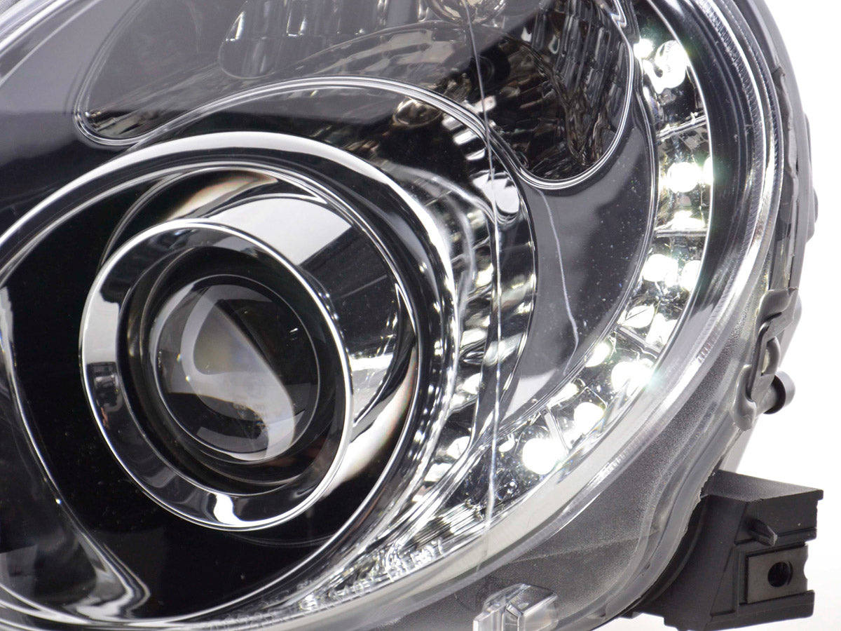 Headlight set Daylight LED DRL look Fiat 500 07- chrome