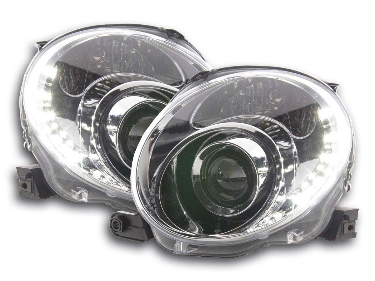 Headlight set Daylight LED DRL look Fiat Grande Punto Type 199 05-08 chrome