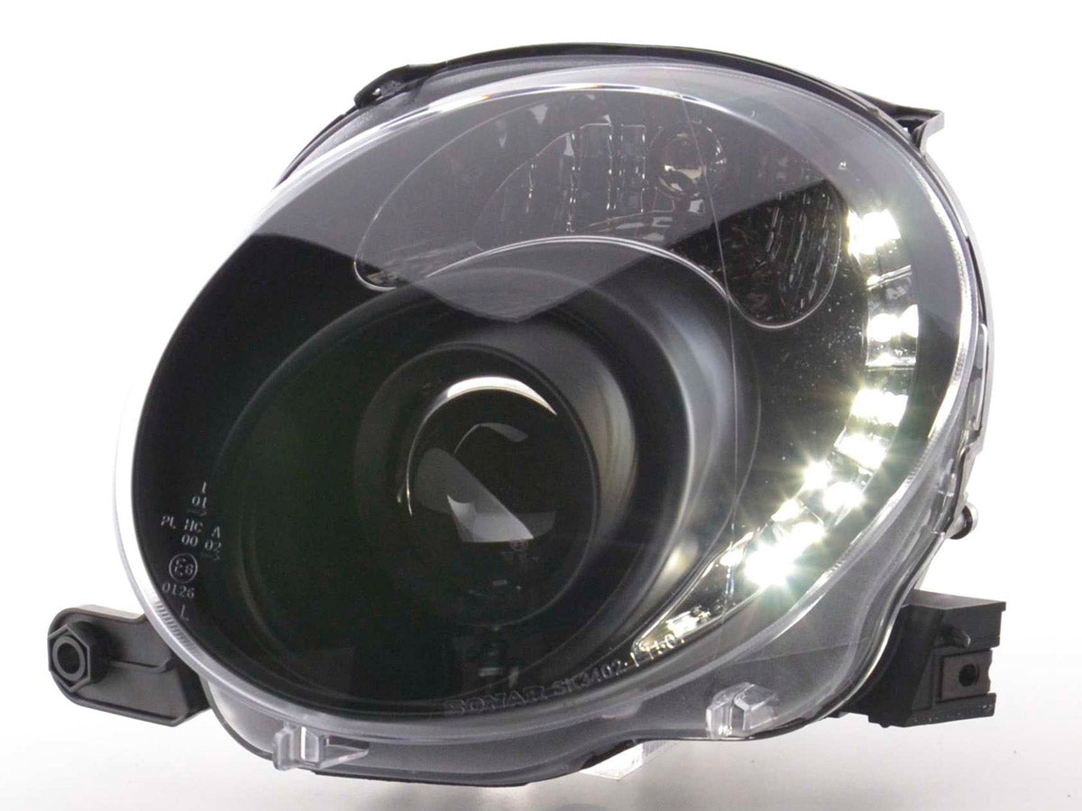 Headlight set Daylight LED DRL look Fiat Grande Punto Type 199 05-08 black