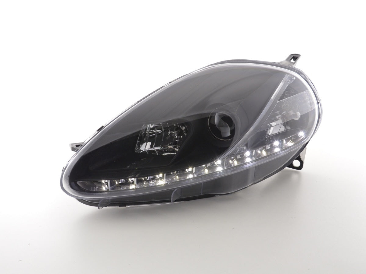Headlight set Daylight LED DRL look Fiat Grande Punto Type 199 08- chrome