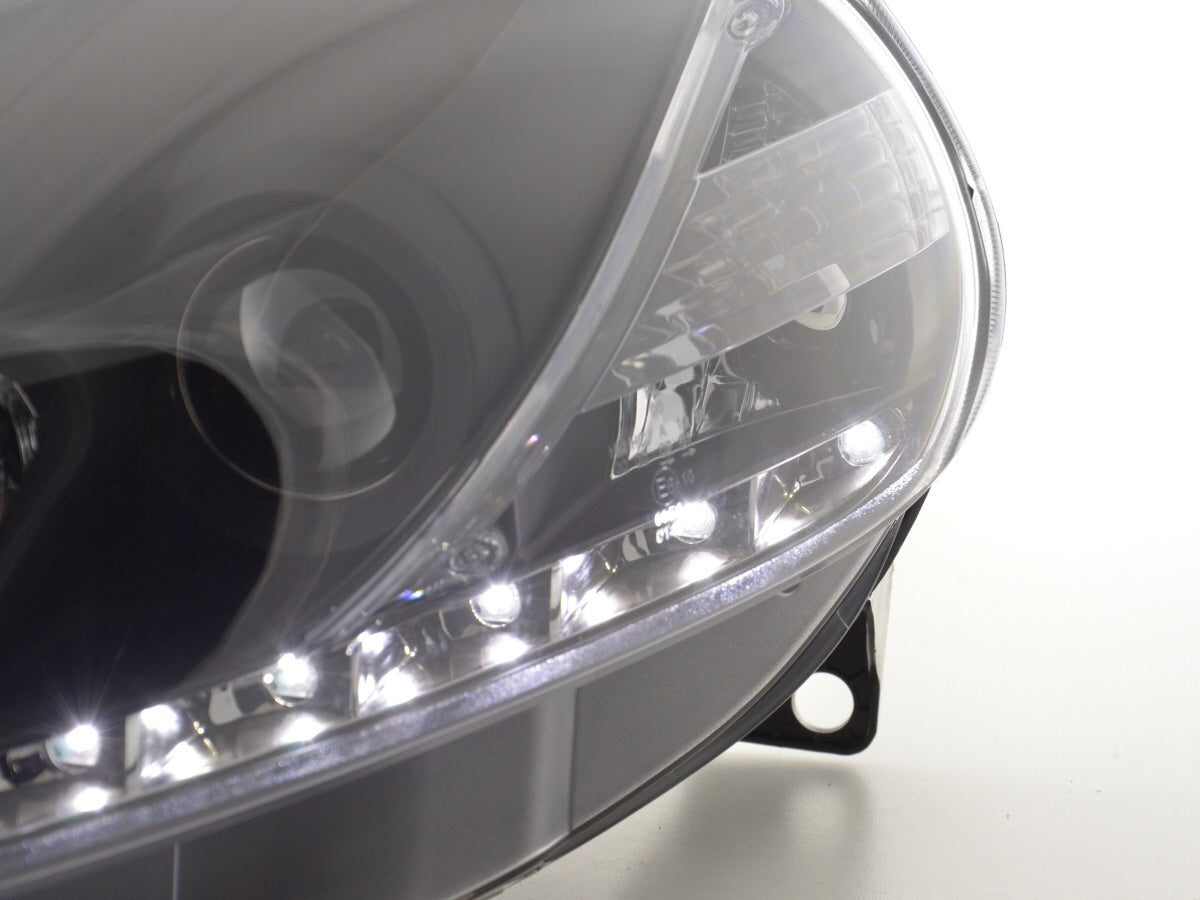 Headlight set Daylight LED DRL look Fiat Grande Punto Type 199 05-08 black