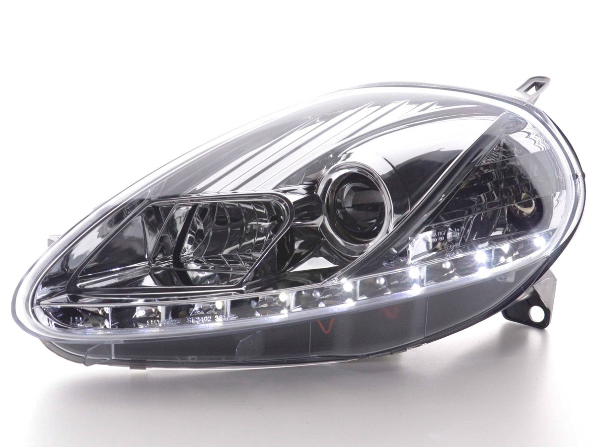 Headlight set Daylight LED DRL look Fiat Grande Punto Type 199 08- black