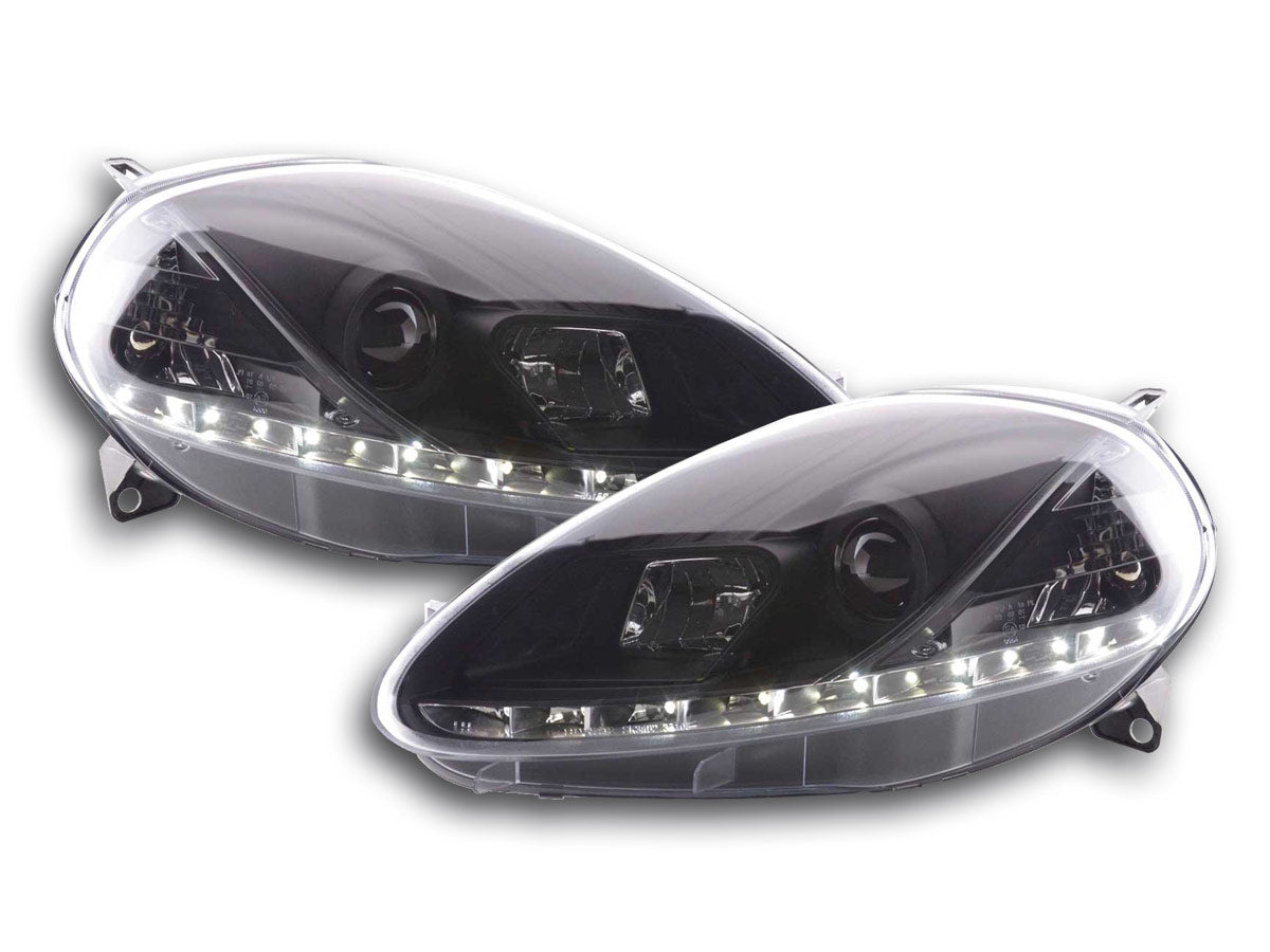 Headlight set Daylight LED TFL look Ford Focus 3/4/5-door. 01-04 chrome