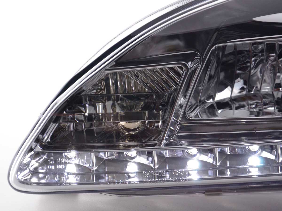 Headlight set Daylight LED TFL look Ford Focus 4/5 doors. 05-08 chrome