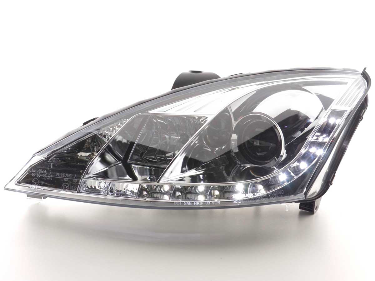 Headlight set Daylight LED TFL look Ford Focus 3/5 doors. 08-10 chrome