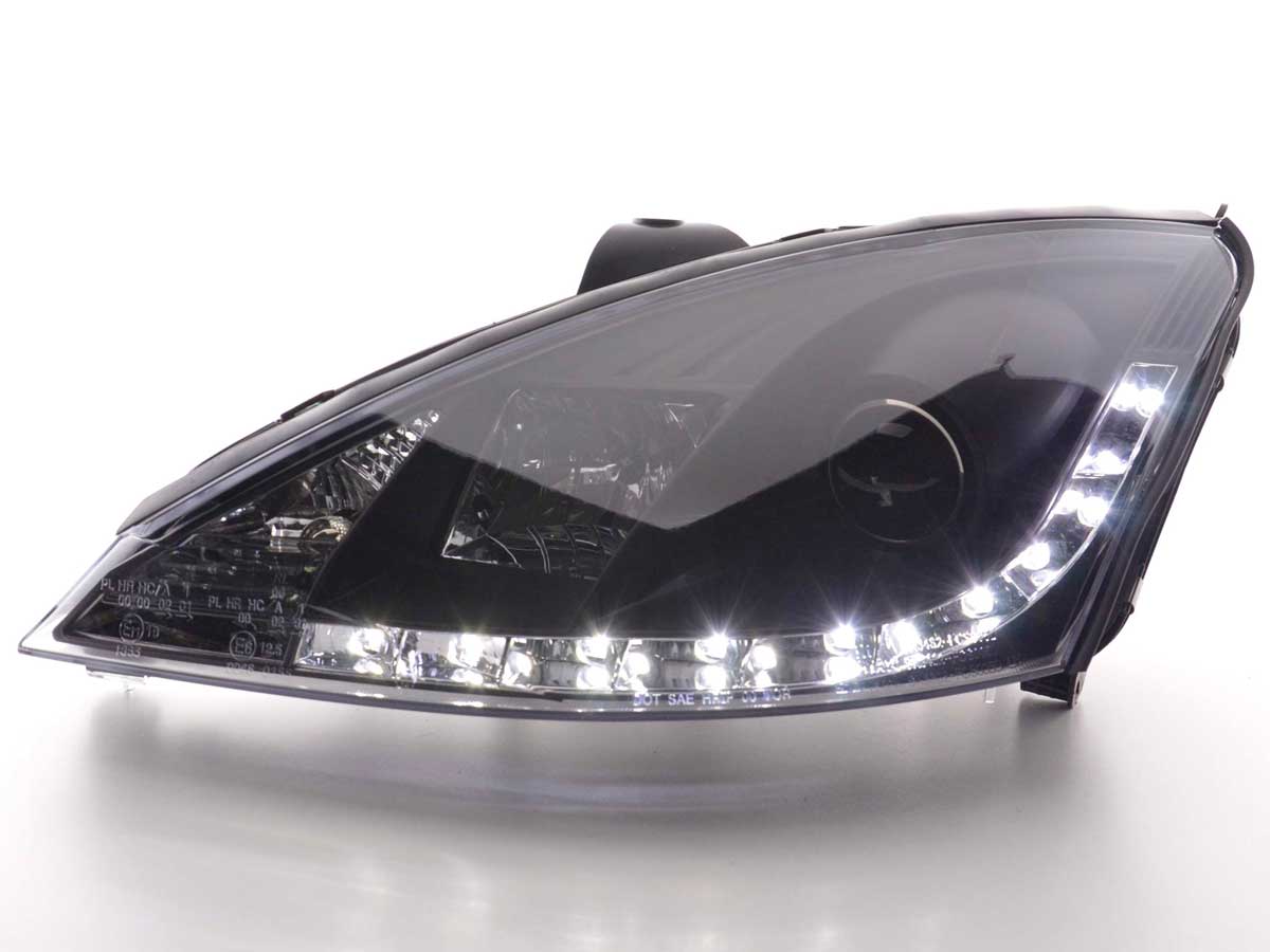 Headlight set Daylight LED TFL look Ford Focus 3/5 doors. 08- chrome