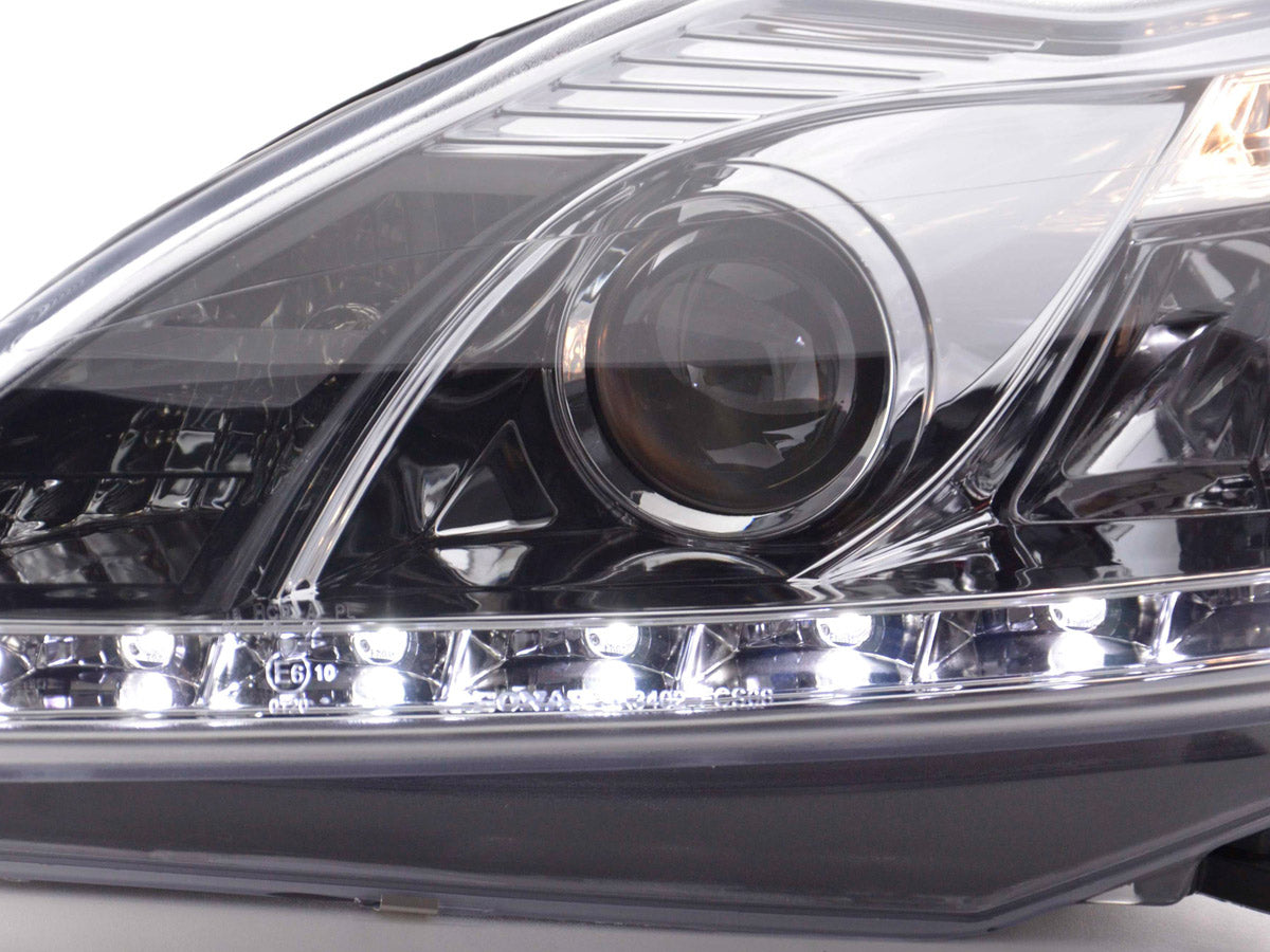 Headlight set Daylight LED TFL look Ford Focus 3/5 doors. 08- chrome